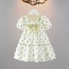 Summer Girls Short Sleeve Dress With Bow Tie Cute Princess Dress For Toddler And Little Kids Fashionable Baby Girl Clothing