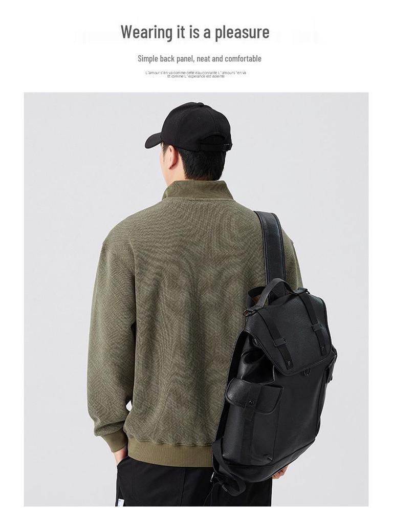 Men's Autumn 2025 Trendy Half-Zip Heavyweight Hoodie - Long Sleeve, Casual Style