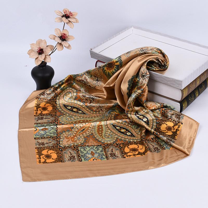 Luxury Floral Silk Square Scarf Women Soft Satin Kerchief Hairband Neckerchief Head Hijab Lady Headband Foulard Bag Ribbon