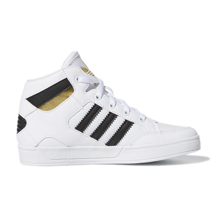 Adidas Originals Hardcourt Hi Casual Sports High-Top Kids Skate Shoes Kids Sneakers White Black Gold FV5737