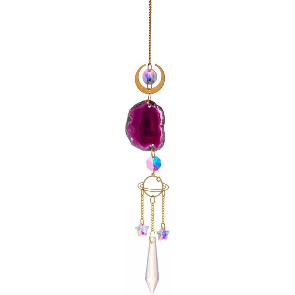 Agate Car Hanging Ornament, Swinging Rear View Mirror Pendant Crystal Car Interior Decorations for Men Women Car Office Room