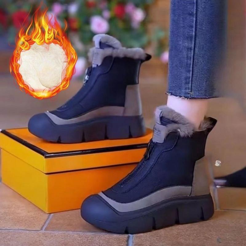 Winter Cotton Shoes Women's Thick-soled Comfortable and Lightweight Zipper Women's Shoes Outdoor Daily Warm Women's Boots