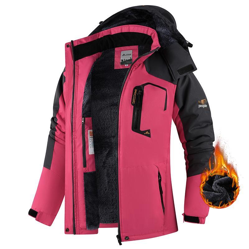Cross-Border Outdoor Windproof Plus-Size Fleece-Lined Winter Windbreaker Jacket for Skiing and Fishing