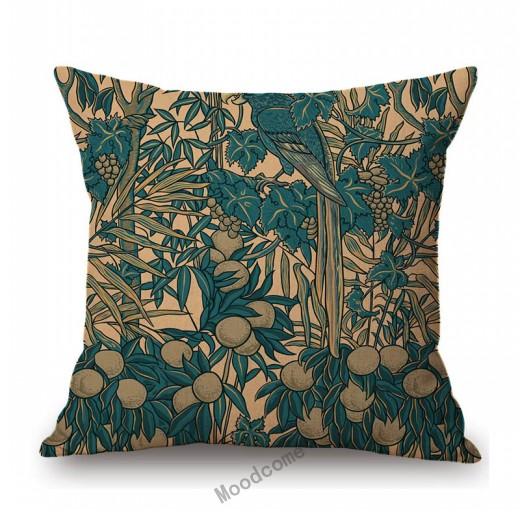 Klassisches britisches Design, William Morris, Walter-Kranich, Tiermuster, Hase, Pfau, Fuchs, Kaninchen, Waldblau, Sofa-Kissenbezug