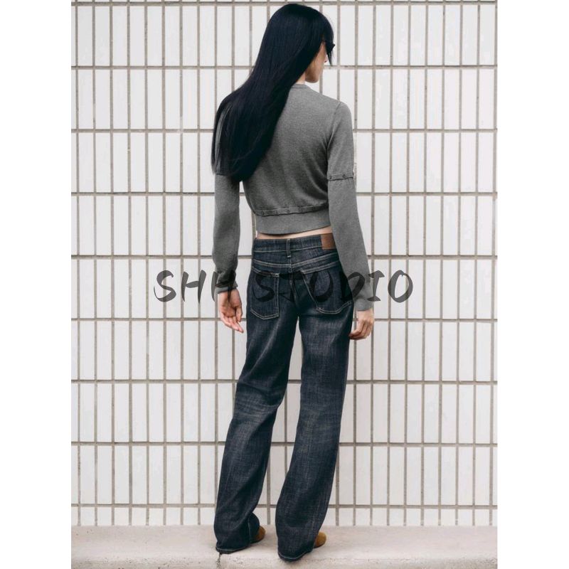 Autumn New Women clothes American British Style Button Decoration Detachable round Neck Long sleeve Knit 3920776
