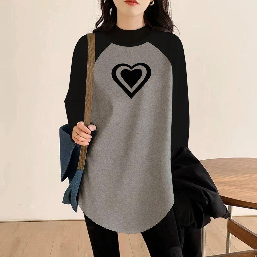 

Women s Chic Color Block Raglan Sleeve High Neck Thick Long Sleeve Top, Plus Size Base Layer Shirt M (Recommended 120-135 lbs)