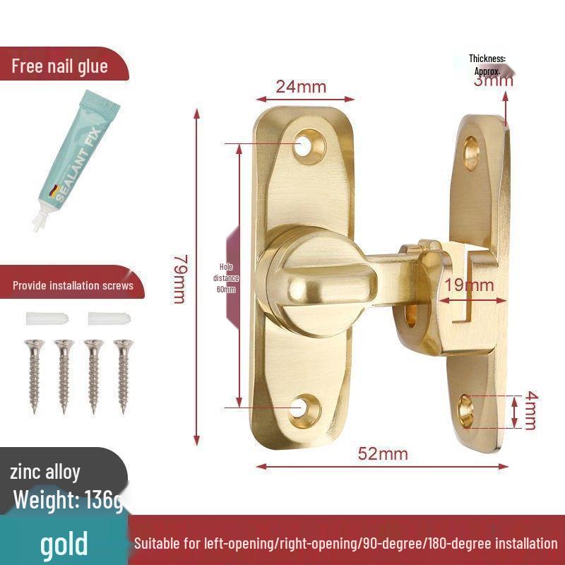 90° Zámek na posuvné dveře (stodolové dveře): Západka bez vrtání, Spona na posuvné dveře, Bezpečnostní šroub