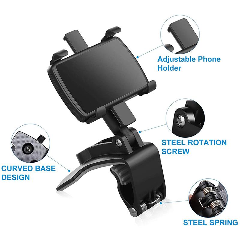 Suporte de Carro Universal para Celular 360°, Montagem no Painel, Suporte Multifuncional para Celular Para Celulares de 3 a 6,5 Polegadas
