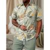 Men's Short-sleeve Shirt Printed Vacation-style Shirt Hawaiian Shirt Set Men's Fashion Loose Shirt and Shorts Set