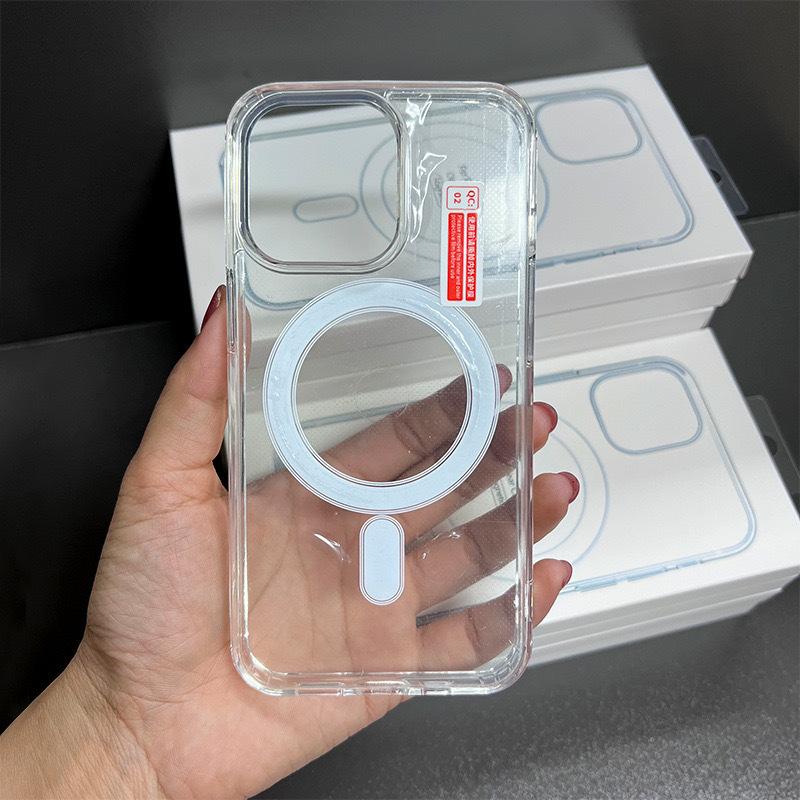 Magnetic Phone Case Suitable for IPhone 14 Acrylic Apple 16Pro Transparent Anti-fall Full-cover Hard Case