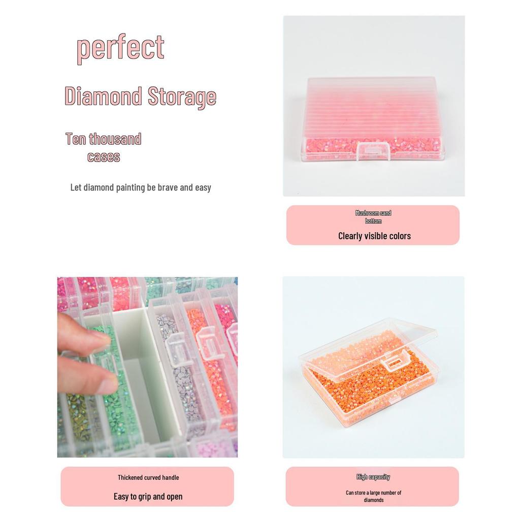 Zestaw do przechowywania malowania diamentami: Flip Plate Wiertniczy z 30 Pudełkami + Pudełko do Przechowywania i Naklejki