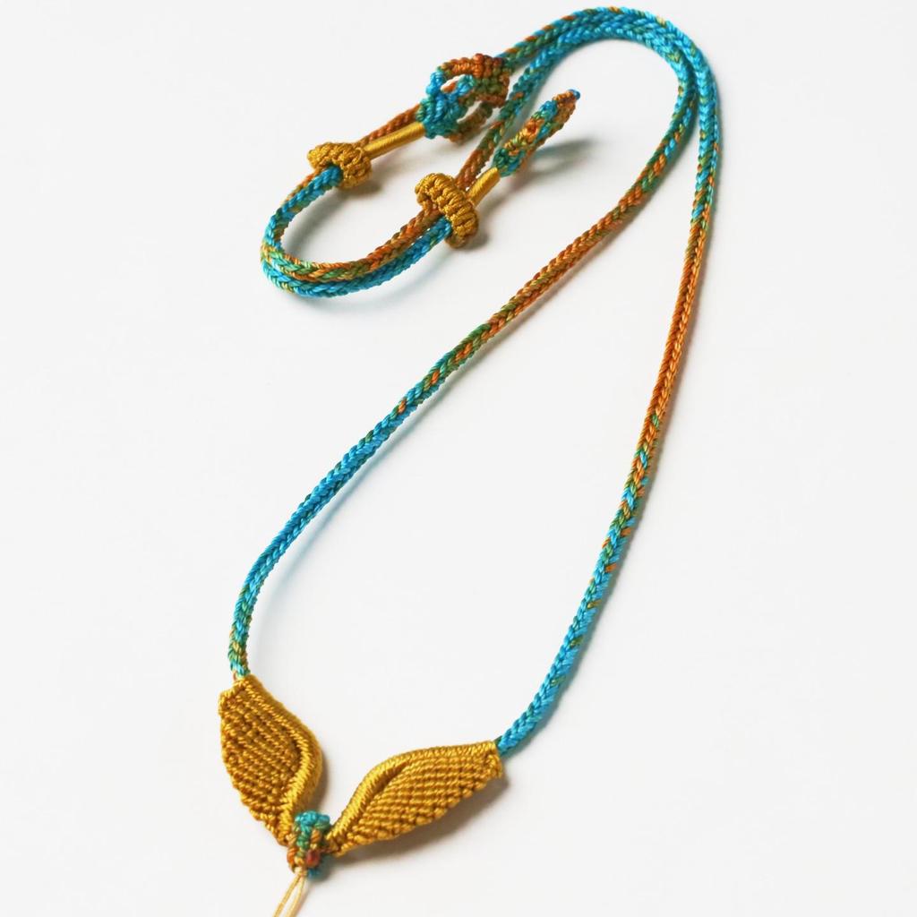 Handmade Angel Wings Woven Pendant Necklace with Rope Lanyard