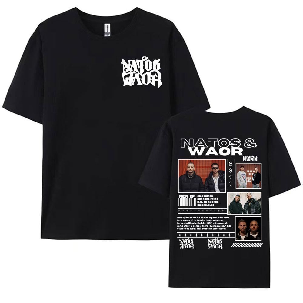 Rapper Natos Waor Musikalbum 2025 Tour Grafik T-Shirts für Herren Damen Mode Hip Hop Vintage T-Shirt Freizeit 100% Baumwolle T-Shirt