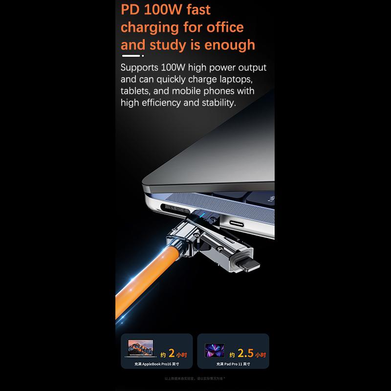 100W 2 In 2 Pd Fast Usb Cable For Huawei/Honor Retractable Portable 4 In 1 Micro Usb Type C Charger Cable For Iphone Samsung