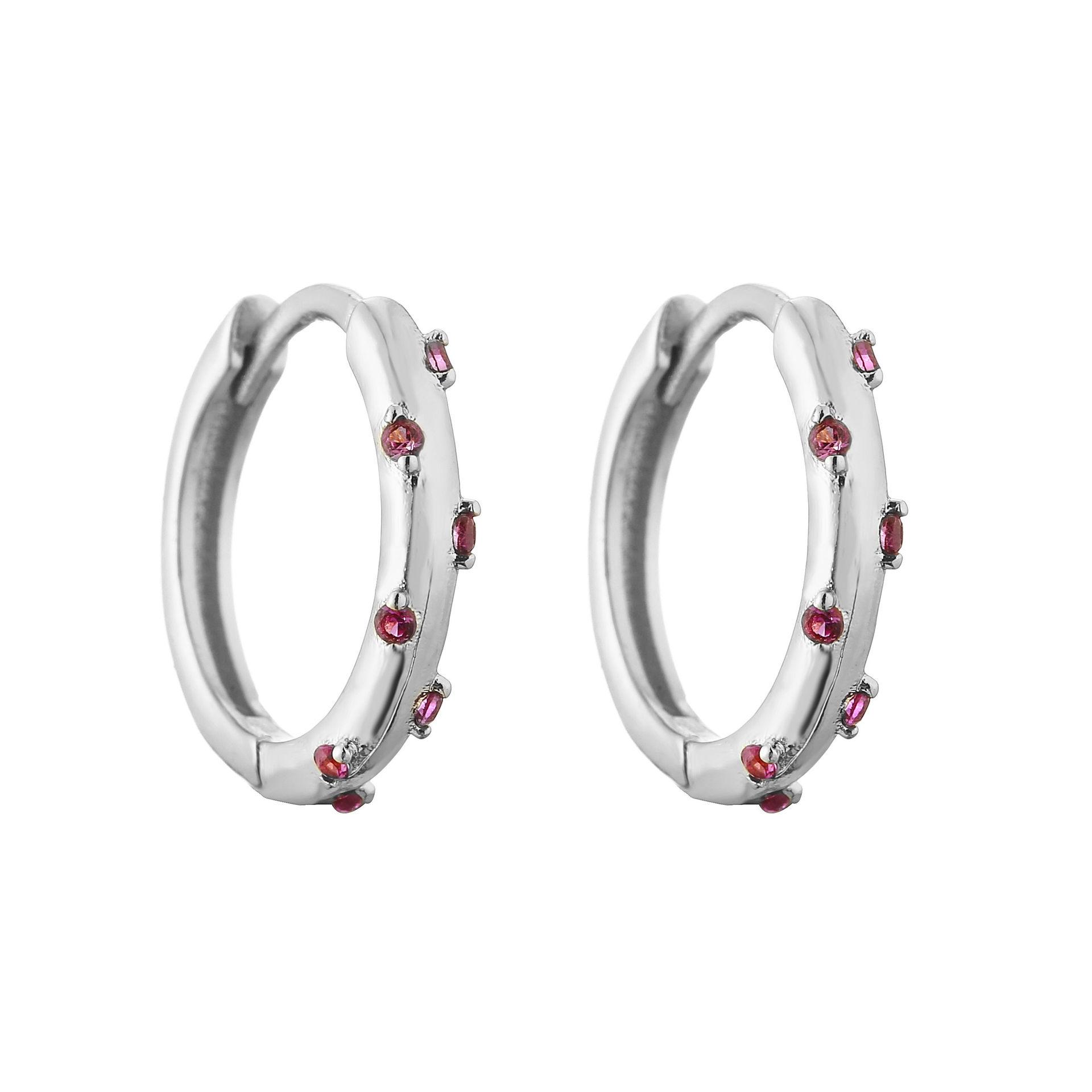 

Vintage Colorful Zircon Stainless Steel Hoop Earrings for Women Simple Cartilage Piercing Earring Wedding Minimalist Jewelry