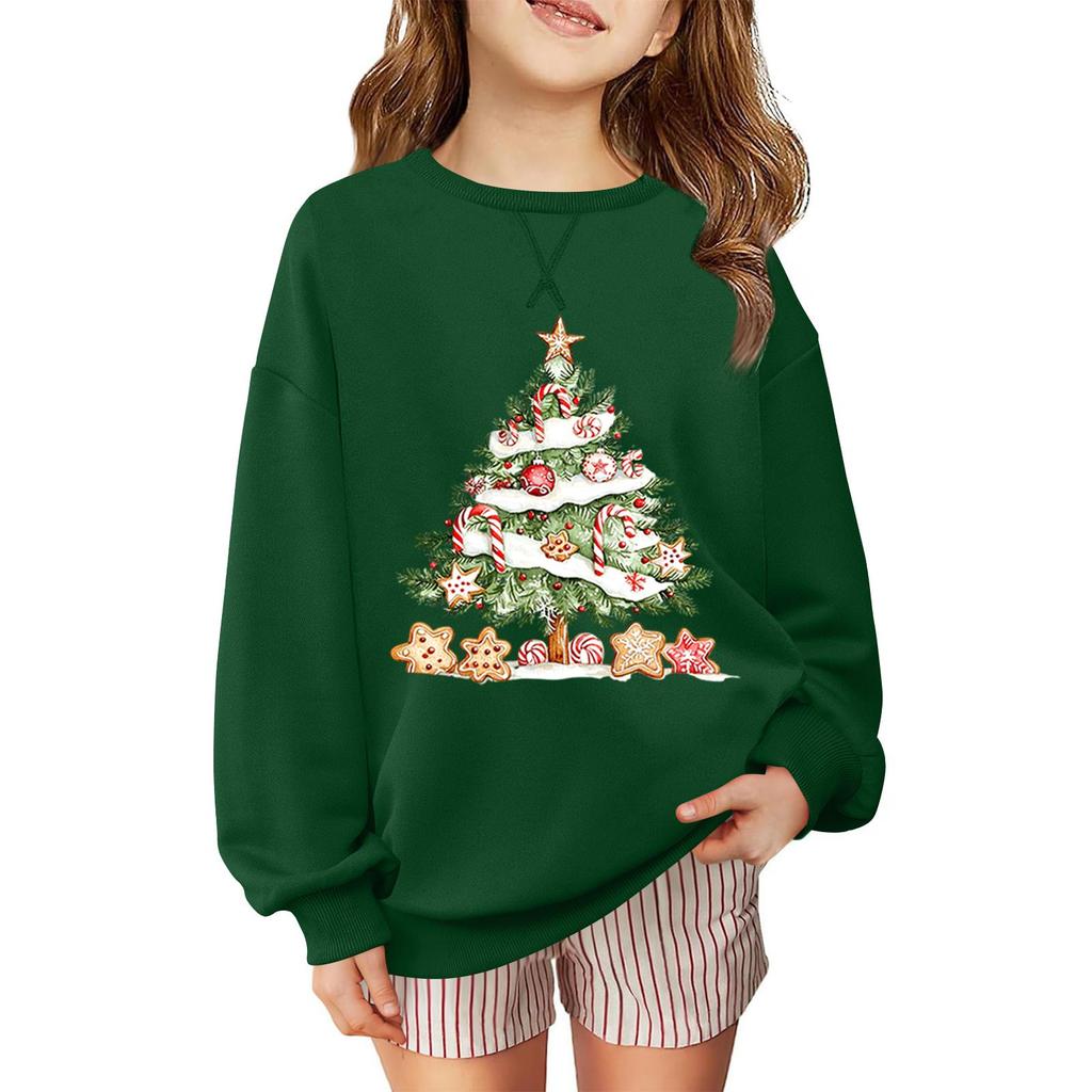Children's Fashionable Casual Long-sleeved Loose Christmas Print Pullover Sweatshirt