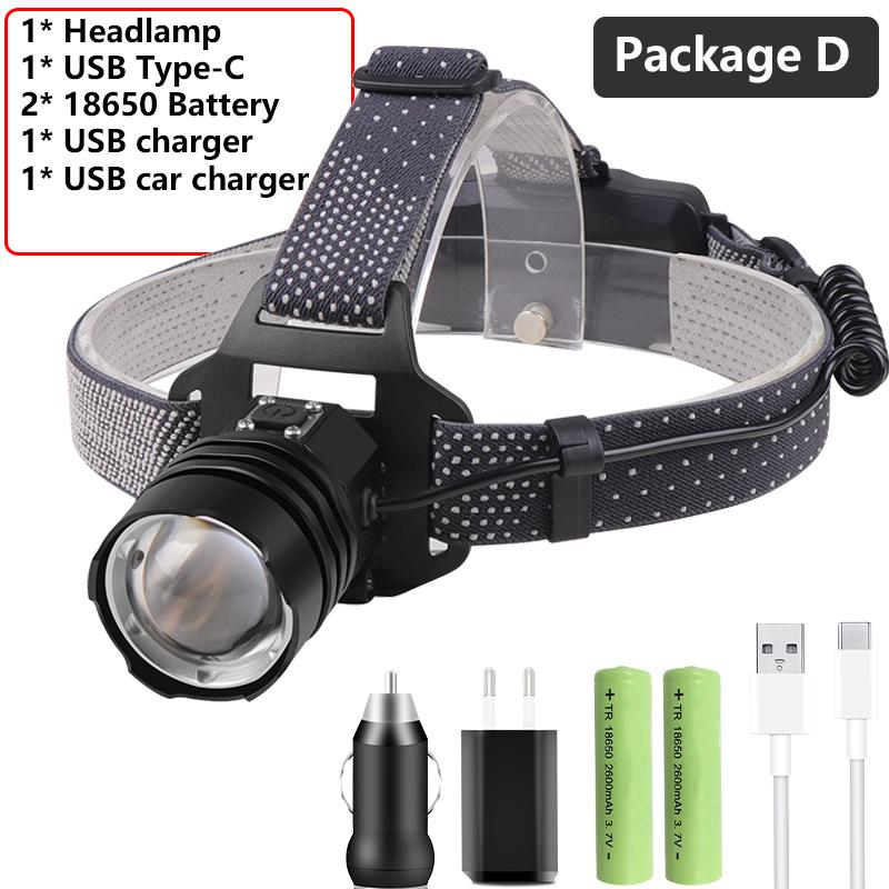 XHP199 16-Core Led Headlamp Zoomable Head Flashlight Lamp Torch 18650 Battery Waterproof for Camping Headlight