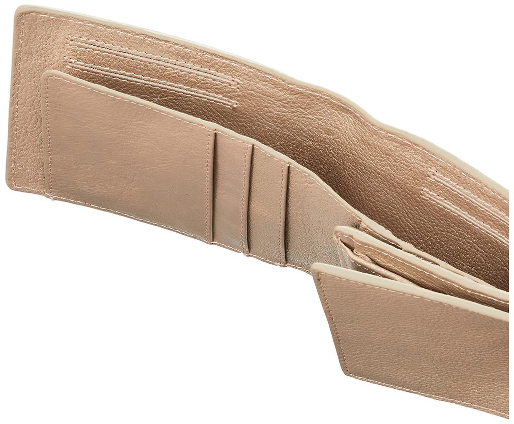 Peaks Peak Women's Bifold Wallet, Cowhide Leather, Two-Tone Color, Champagne, YC-3907