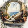 Vintage Cat Metal Wall Art 8 Inch Round Aluminum Sign Decor for Home Cafe