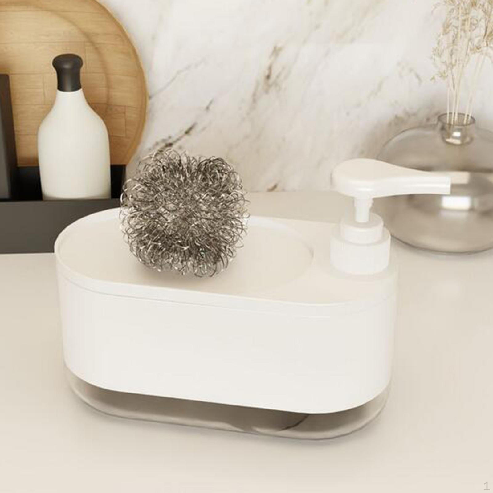 

2 in 1 Soap Dispenser with Sponge Rack for Home And Dorms білий
