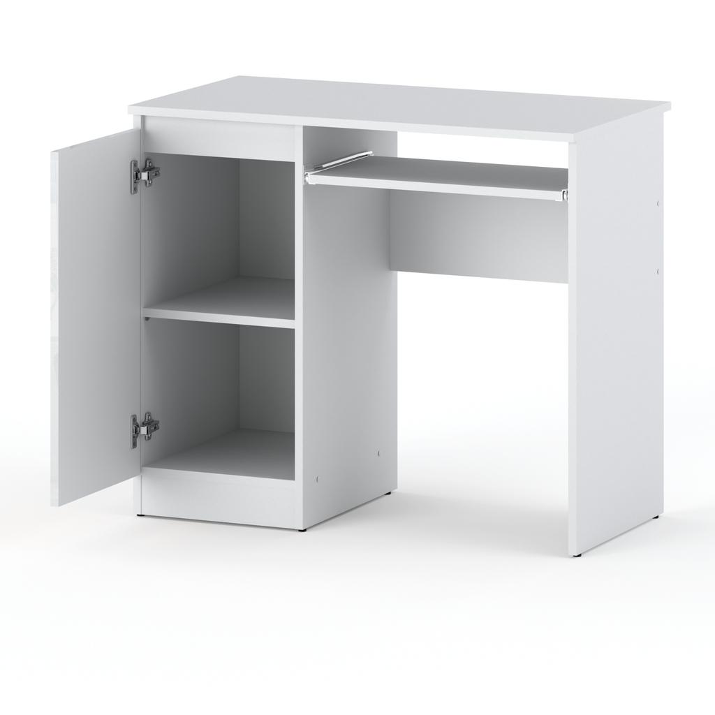 Gaming-Computertisch für die Schule, Weiß Hochglanz, 90 CM, mit 2 Regalen