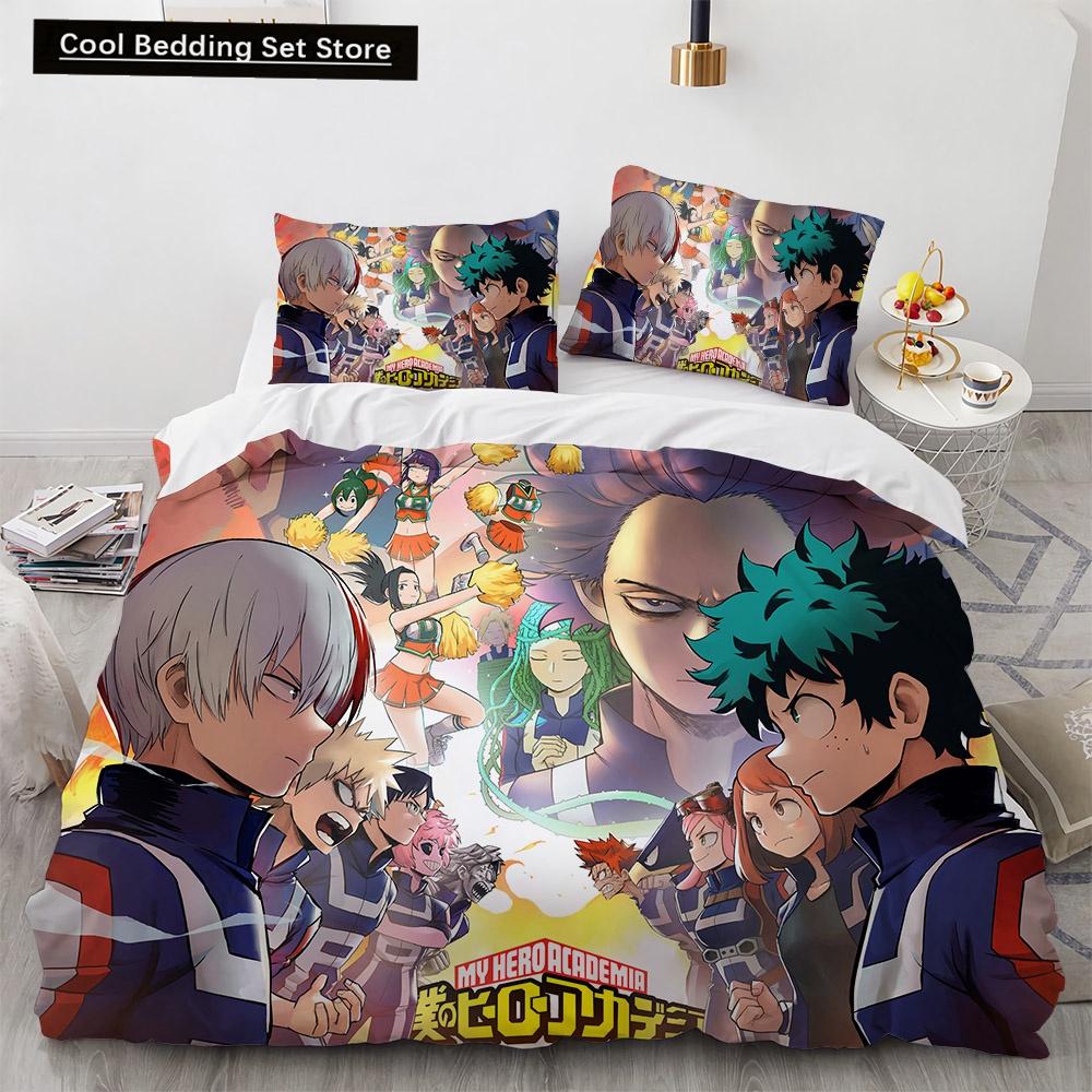 Nowy Anime My Hero Academy Pościel Zestaw Postacie Anime Poszewka na kołdrę 3D Cartoon Poliester Poszewka na kołdrę Queen King Size Dzieci Chłopcy