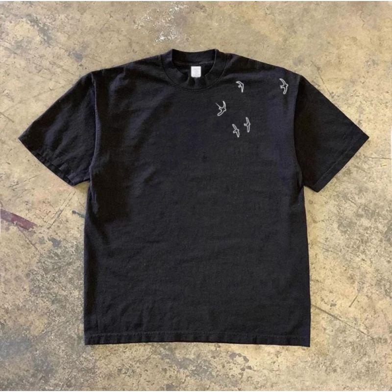 

История Сяо Чэня на 260 г тяжелее, чем тяжелый вес 100% хлопка! Feiyan Винтажная американская надпись Парная одежда для мужчин и женщин Свободная Black 3XL [260g Heavy weight pure cotton]]