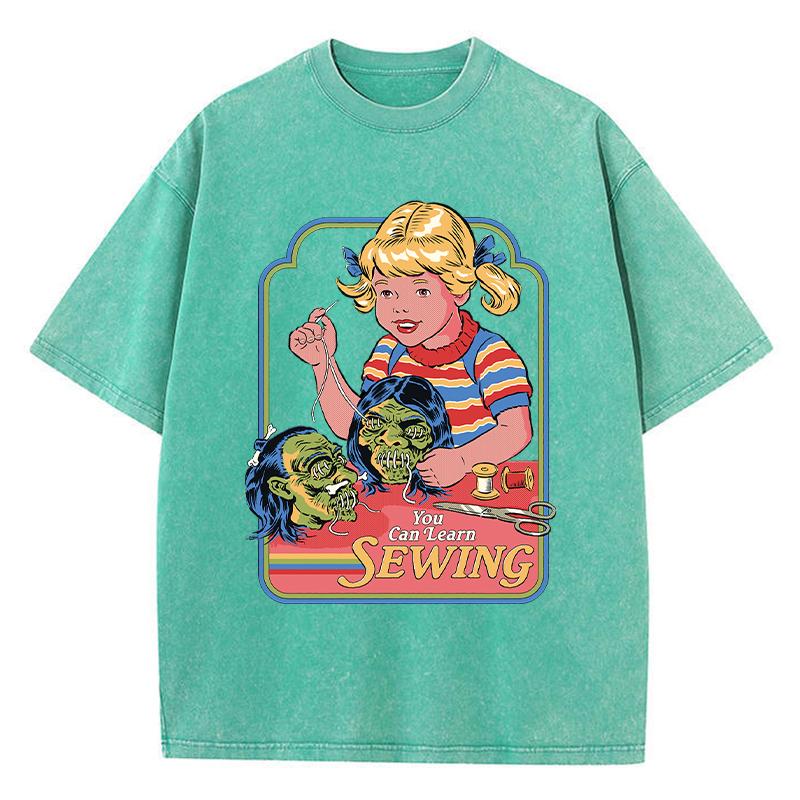 Můžete se naučit šít Potisk Dámské Opotřebované Tričko Letní Prodyšné Pratelné Tričko Streetová Móda Trička Ležérní Sportovní Cool Trička