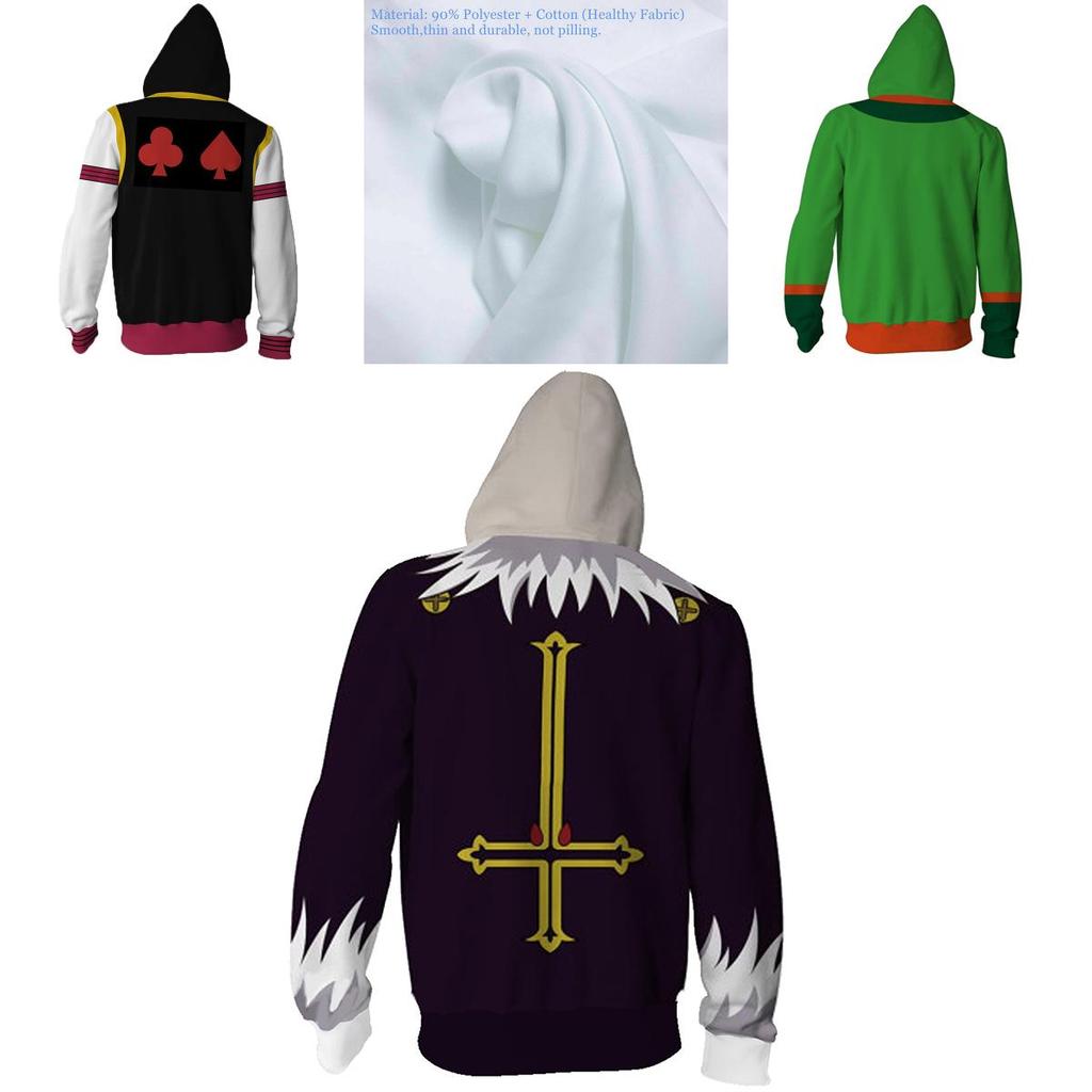 Warm und gemütlich Hunter Hunter Hisoka Killua Reißverschlussjacke Cosplay Kostüm Hoodie