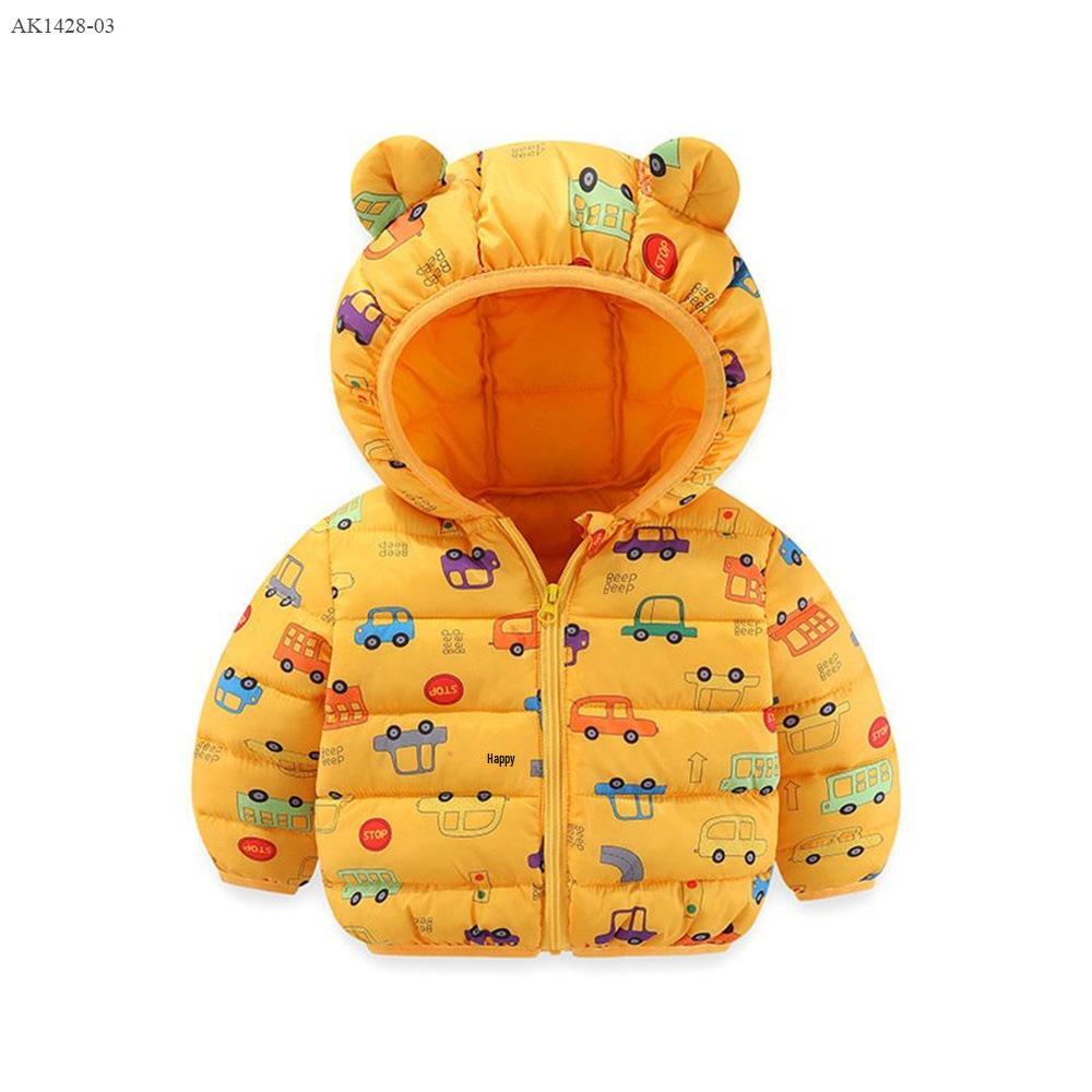 Children's Lightweight Autumn/Winter Cartoon Down Cotton Jacket for Boys and Girls - Small/Medium, Thickened Outerwear.