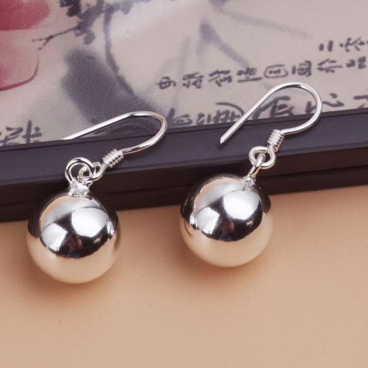 Sterling Silver Ball Bell Earrings for Women - Simple and Trendy Dangle Jewelry Gift