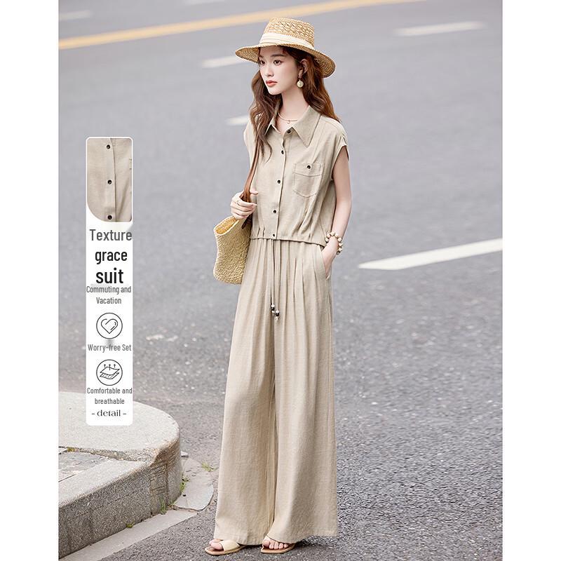 Textured Summer Elegant Women s Two-Piece Set M