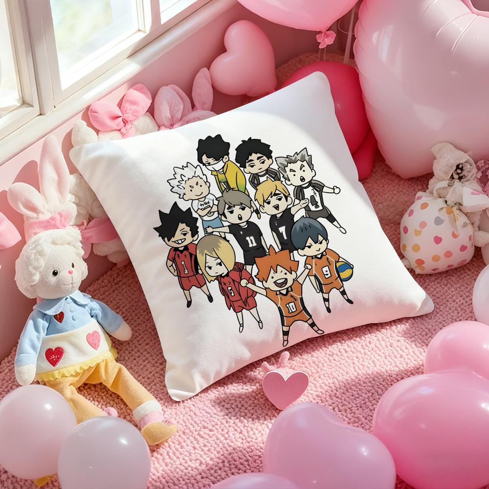 Anime Haikyuu Cartoon Cushion Cover Pattern Printed Pillowcase for Living Room Sofa Cushion Cover & Bedroom Decor