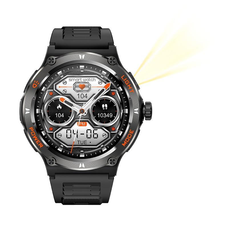 Smart Watch with LED Flashlight Outdoor Sports Smartwatch Heart Rate/Sleep Monitor Fitness Watch for Men and Women