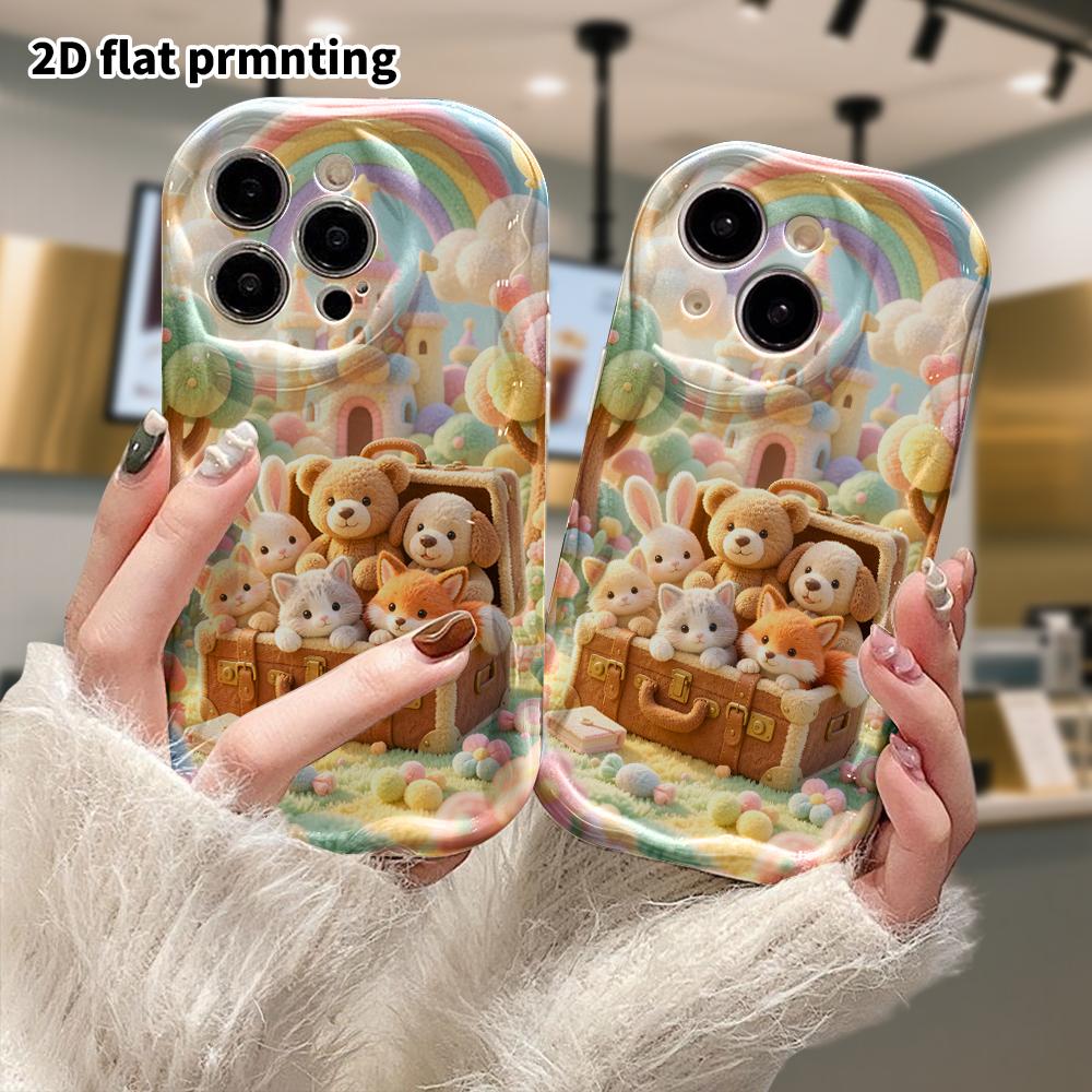 Phone Case: 2D flat, suitable for iPhone 18, 17, 16, 15, 14, 13, 12Pro protective case, Rainbow Castle, perfect Christmas and Halloween holiday gift