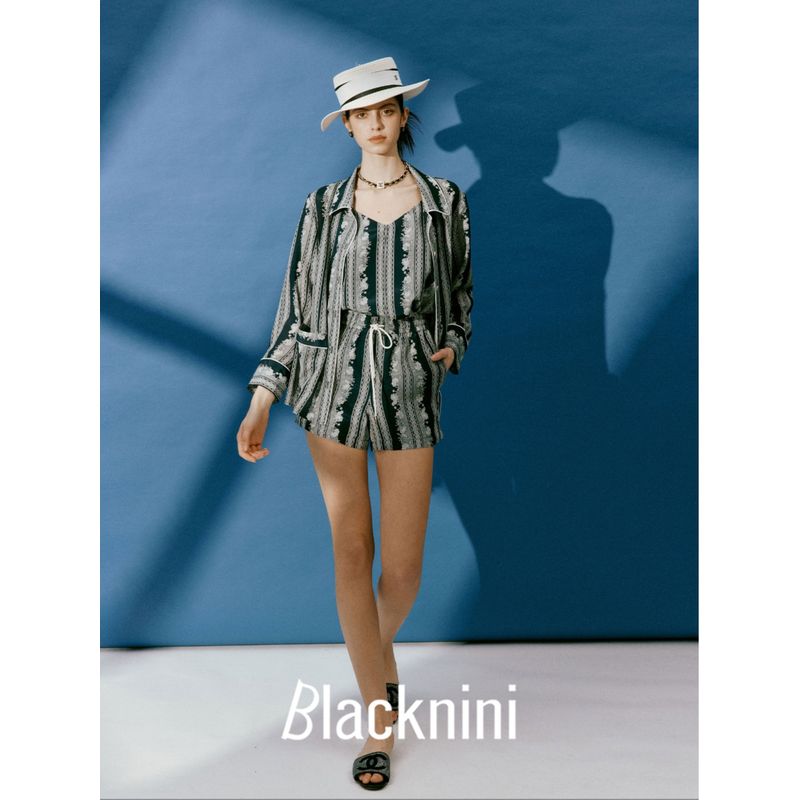 Blacknini Yinhuafu/Holiday Series Matte 12 M Silk Crepe De Chine Shirt/Sling/Shorts