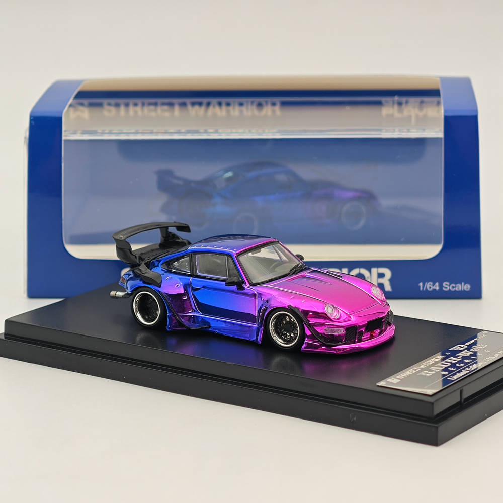 SW 1/64 for 993 Gradient Chrome Purple Diecast Models Car Toy Limited 499 Collection Auto Gift Toy Vehicle Models
