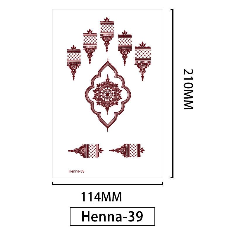 Lace Brown Waterproof Henna Flower Tattoo Stickers for Hands