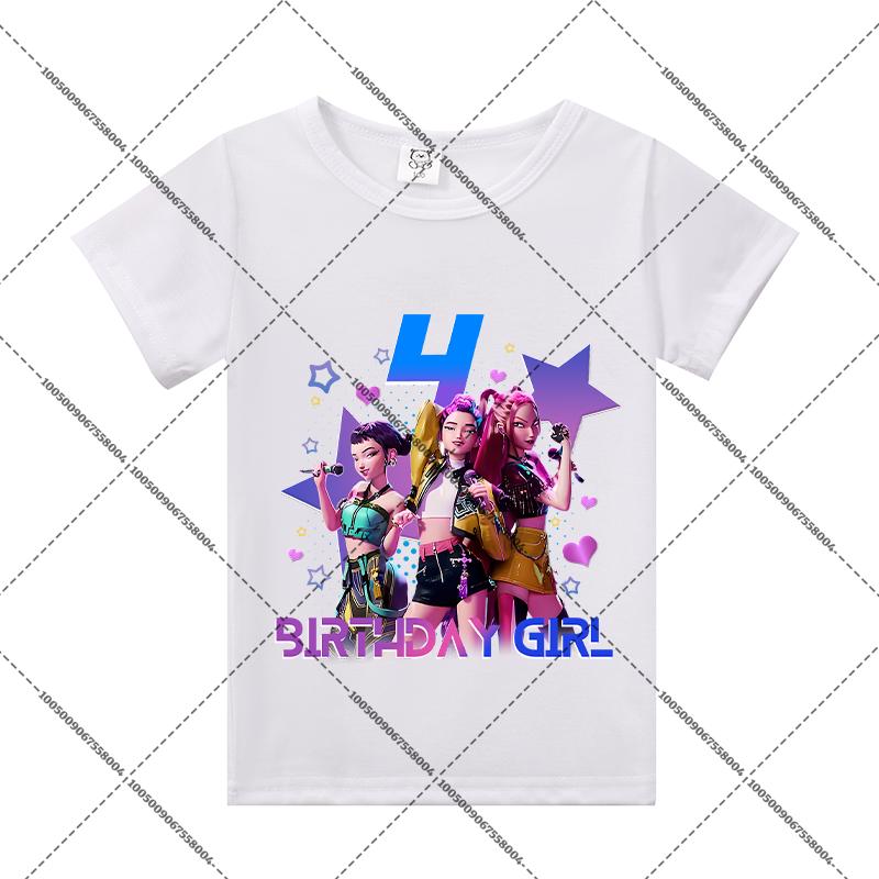 

KPop Demon Hunters Bbirthday Cotton T-Shirt Girls Clothes Number 1-9 Party Tops Child Baby Shower Summer Short Sleeve Tee Gift 110