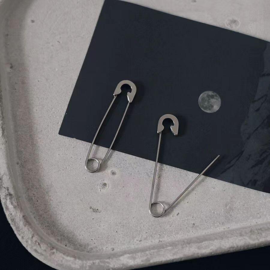 Japanese Korean version pin stud earrings personalized neutral wind stainless steel puncture creative trend ear buckle direct sales