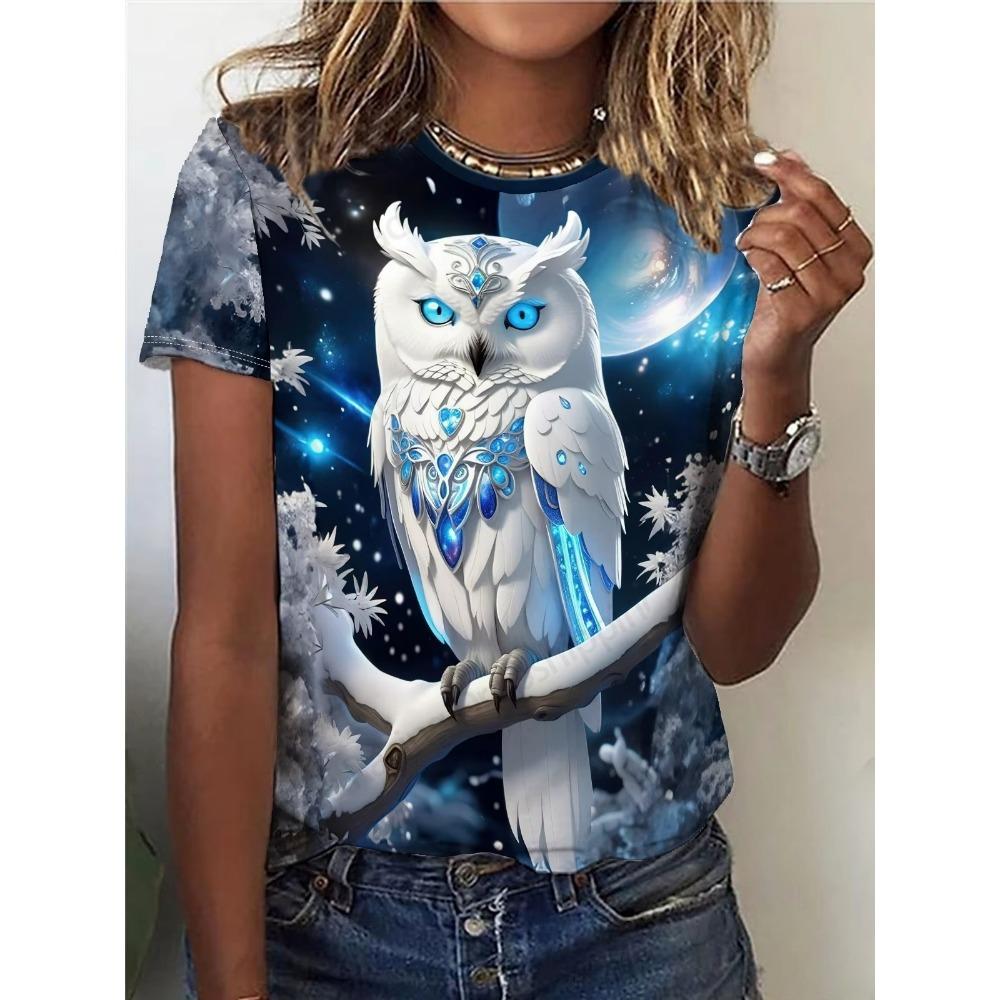 

Summer Women s T-Shirt 3D Lovely Cat Print Fashion Crew Neck Short Sleeve Tees Tops XL