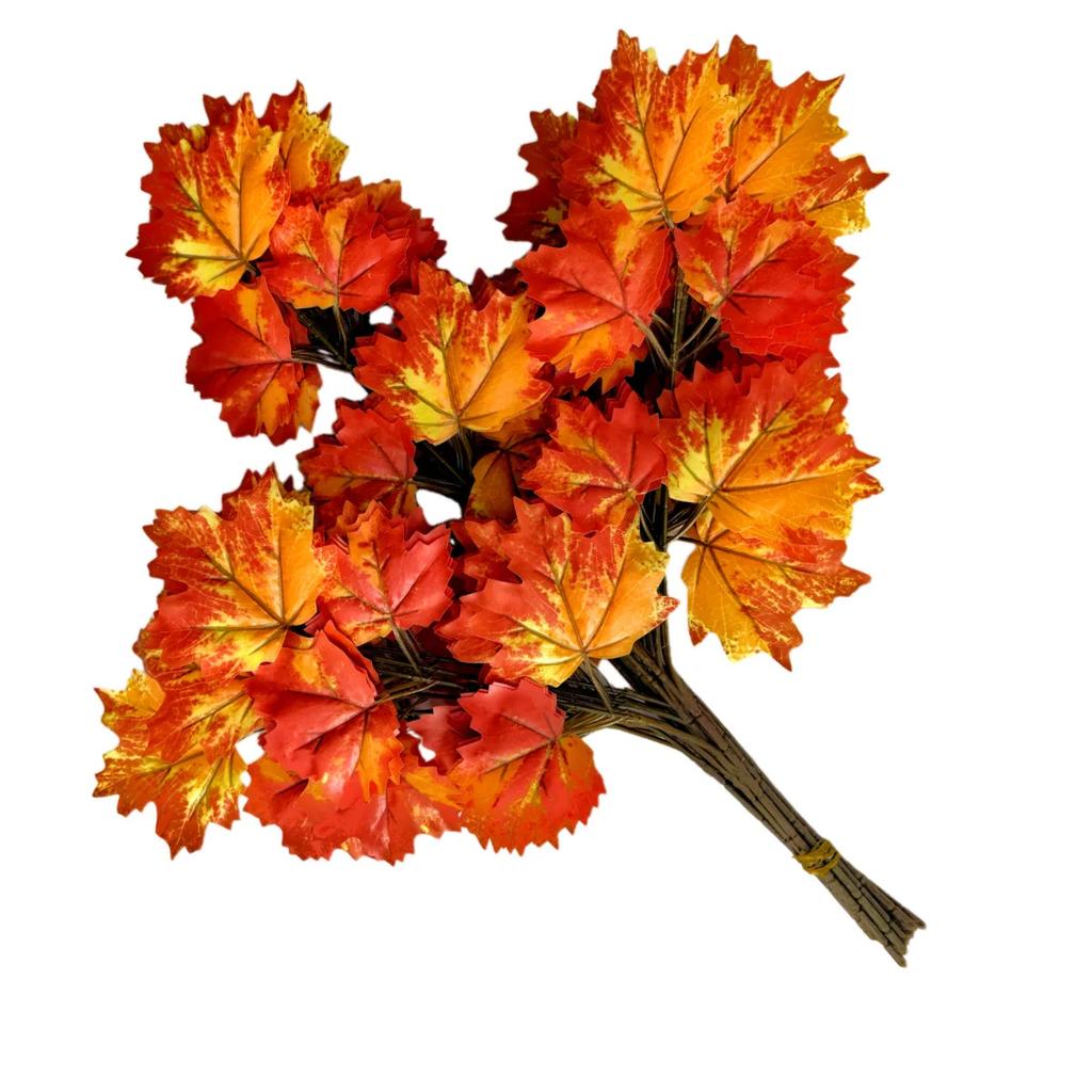 12pcs Artificial Maple Leaf Branch Waterproof Greenery Plants Foliage for Landscape Tree Making Home Decoration Outdoor Project