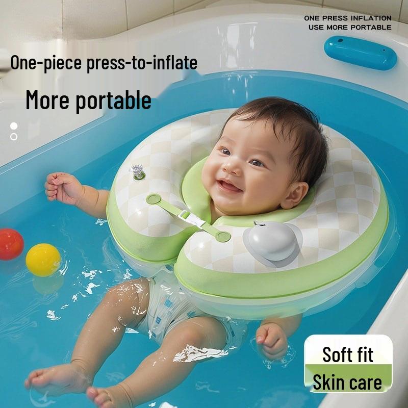 Sommer Cartoon Verdickter PVC Baby Schwimmring: Aufblasbar per Knopfdruck, Anti-Kippen, Umweltfreundlicher Schwimmkragen für Badespaß