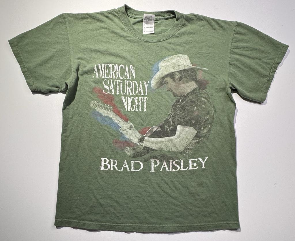 Brad Paisley American Saturday Night Tour T-Shirt Mens M Green Country Music
