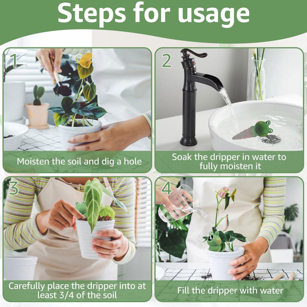 Automatic Potted Plant Watering System Frog Shape Ceramic Irrigation Spikes Efficient Self Watering Planter Insert Plant Waterer