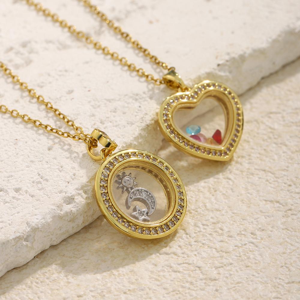 MamacitaSlay 316L Stainless Steel Heart Sun Moon Star Necklace 18K Gold Plated Waterproof Jewelry For Women Party Everyday Wear