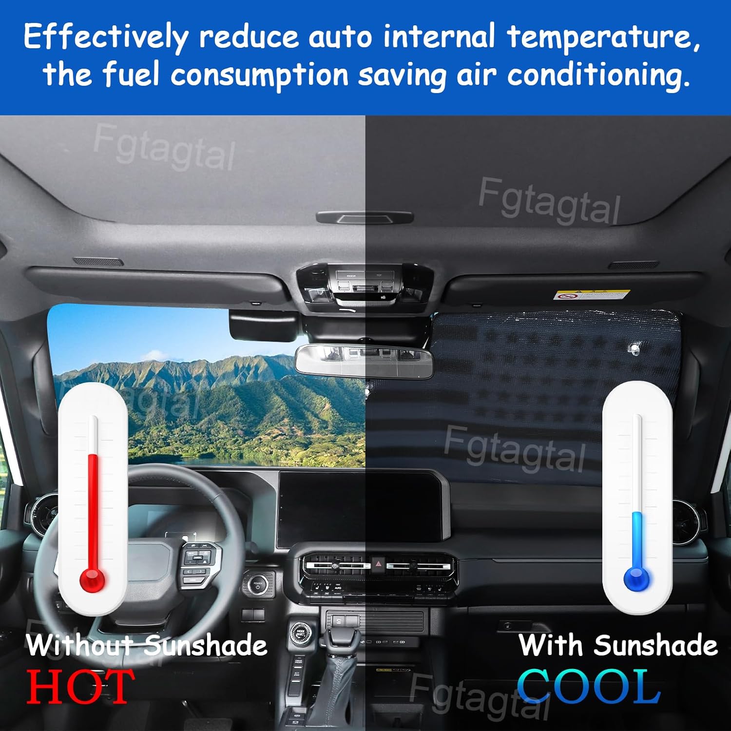 

Windshield Sunshade Fit for Toyota Land Cruiser 250 Prado 2024 2025, Folding Car Sun Shade for Front Window, Auto Sun Protection Visors Blocks UV