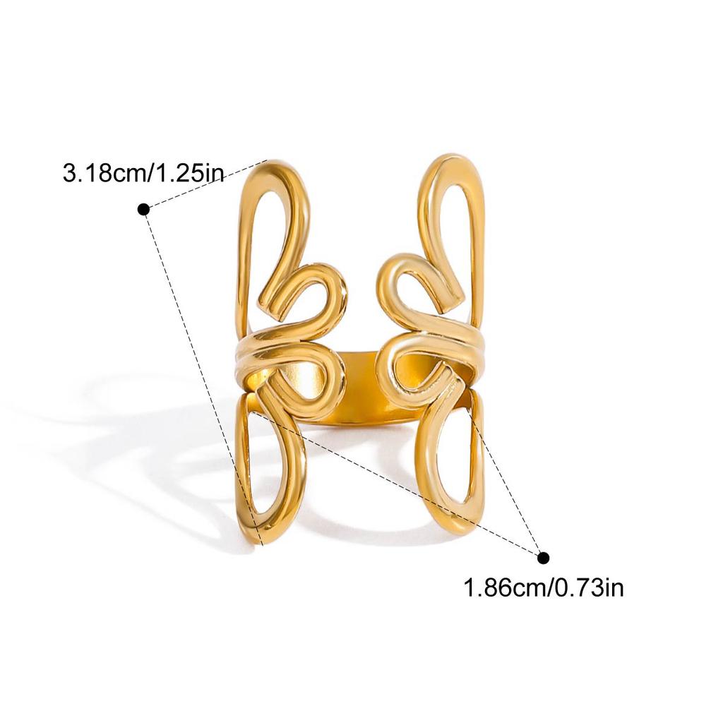 Onregelmatige Bloem Holle Verstelbare Open Ring 18K PVD Gecoat Eenvoudig Strak Metaal Mode Sieraden Bijoux Cadeau