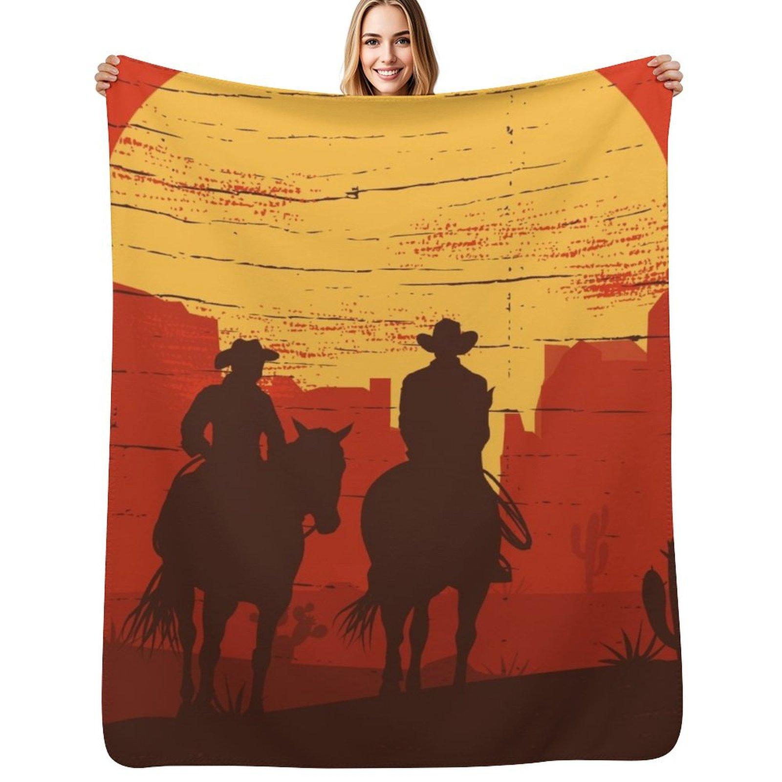 Cowboys of the Wild West - Journey Throw Blanket Color Fast Cozy Throw Blanket Size: 75*100cm, Weight: 230 GSM