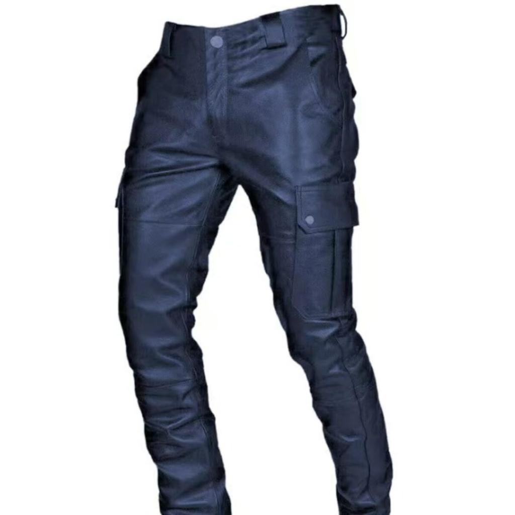 JKQYYSG Erkek Deri Pantolon, Erkek, Motosiklet, Uzun Boy, Biker Pantolon, Sahte, Büyük Beden, Bahar,